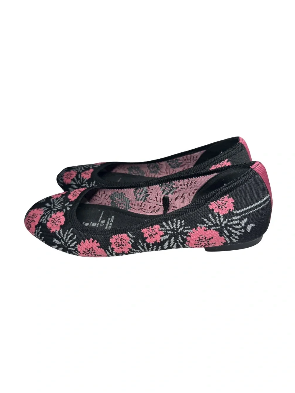 Serra Pink & Black Floral Knit Ballet Flats casual comfort 10 work office